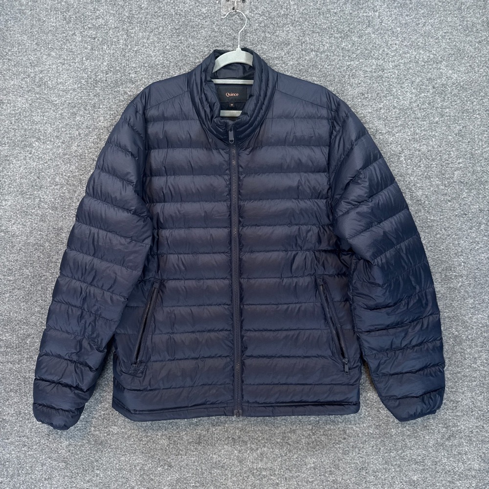 Quince Packable Puffer Jacket Mens Medium Blue Goose Down Lightweight Zip Up